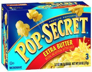 Pop Secret Extra Butter Flavor, Microwavable Popcorn, 3 Count, 10.5 Ounce Box (Pack of 6)  Grocery & Gourmet Food