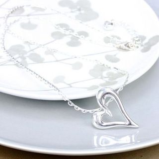 silver plated open heart necklace by lisa angel