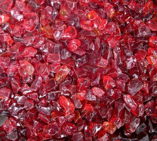 Fireplace Glass Rocks, RED ~1/4"   3/8", 25 LBS  Fire Pits  Patio, Lawn & Garden