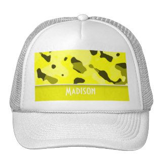 Electric Yellow Camo; Personalized Trucker Hat
