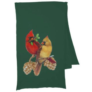 Winter Cardinals Pine and Holly Scarf Wrap