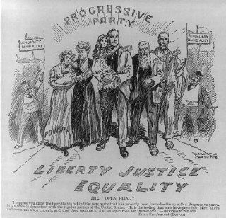 Photo Progressive Party, Liberty, Justice, Equality, Cartoon, 1912   Prints