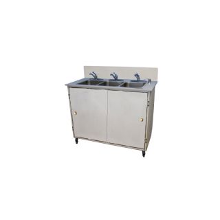 MONSAM Gray Triple Basin Stainless Steel Portable Sink