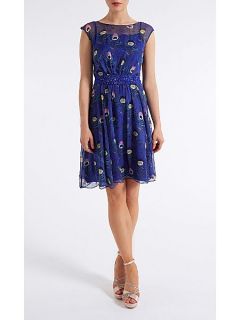 Almost Famous Peacock chiffon dress Blue