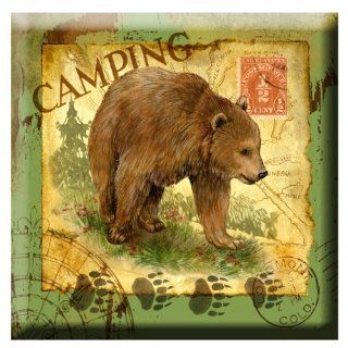 Frames Plus Essentials Gone Camping Bear Canvas Wrapped Artwork, 12 Inch by 12 Inch   Prints