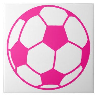 Hot Pink Soccer Ball Ceramic Tile