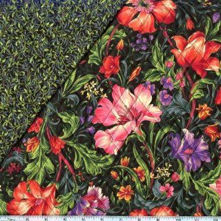 45'' Wide Double sided Quilted Fauna and Flora Orange Fabric By The Yard