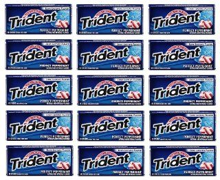 Trident Perfect Peppermint Artificial Flavors Sugar Free Long Lasting Chewing GUM   15 Pack of 18 Sticks (270 Sticks Total)   TJ11  Grocery & Gourmet Food
