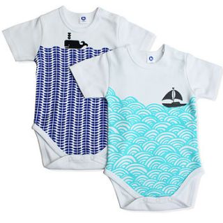 nautical baby bodysuit set in organic cotton by mengsel