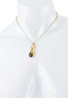 Versace HCX5111A38  Jewelry,18k Gold Necklace With Dangling Tiger Eye Pendant, Fine Jewelry Versace Necklaces Jewelry