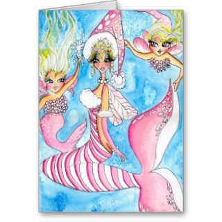 Christmas Snow Mermaid By Sherri Baldy Greeting Card