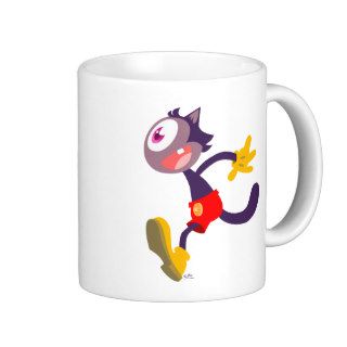 Monocular cat cartoon mug