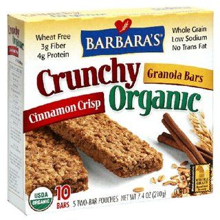 Barbara's Bakery Crunchy Organic Granola Bars Cinnamon Crisp, 7.4 Ounce Boxes (Pack of 6)  Breakfast Bars  Grocery & Gourmet Food