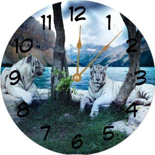 Rikki Knight White Tigers 10" Wall Clock   **Proudly Made in the USA**  