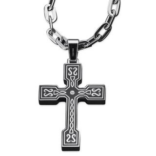 etched cross pendant in stainless steel $ 199 00 add to bag send