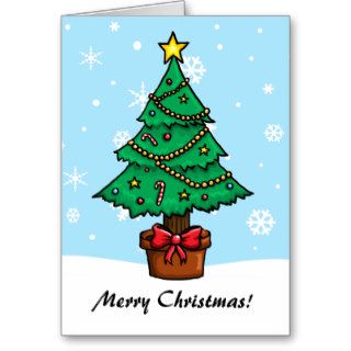 Customisable Cartoon Merry Christmas Tree Cards