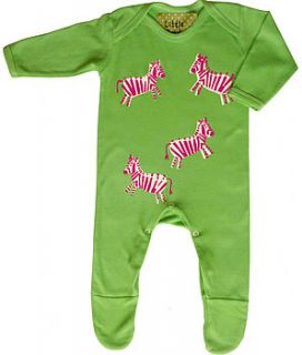 hand printed zebra babygrow by little dandies