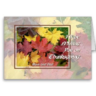 Thanksgiving Card Missing You Mom Dad Maple Leaves