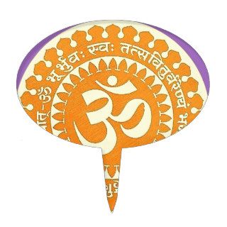 Om Aum   Sanskrit   Indian    Yoga  Gayatri Mantra Cake Pick