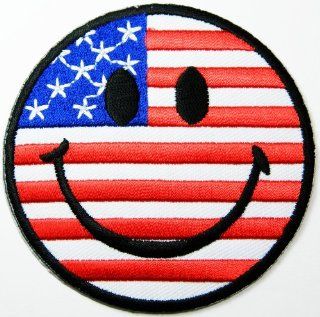 Smiley Happy Face Patches Usa Flag Patches Embroidered Iron on Patch