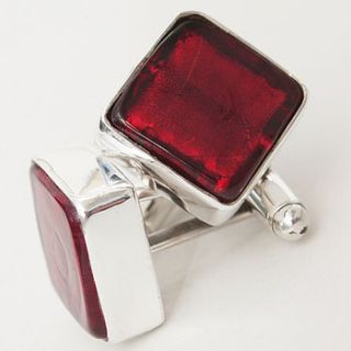 murano glass square silver cufflinks by claudette worters