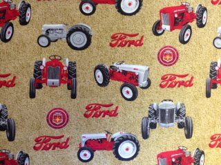 Ford Tractor Cotton Fabric, by the yard, tan color