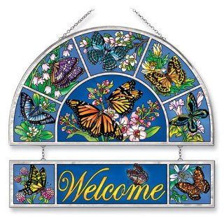 Amia 11 Inch Welcome Panel with Butterfly Design   Decorative Plaques