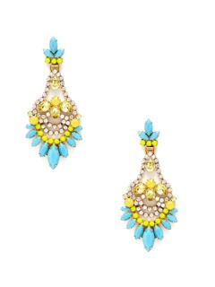Blue & Yellow Crystal Chandelier Earrings by Elizabeth Cole