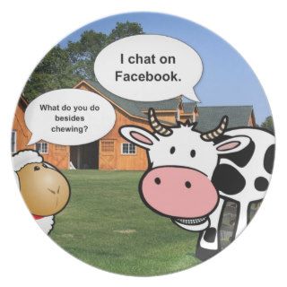 Farm animals cute cartoon funny facebook chat dinner plate
