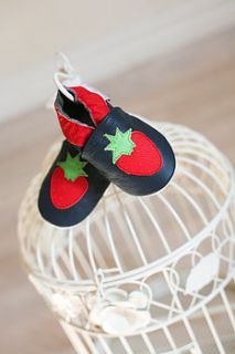 strawberry soft sole leather baby shoes by baba+boo