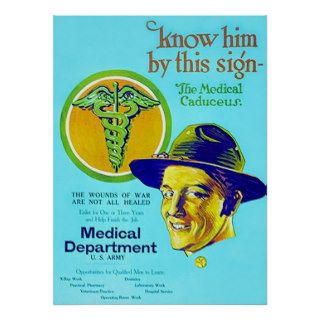 Medical Caduceus ~ Vintage WW1. Posters