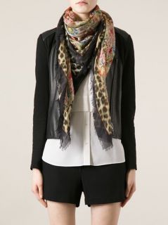 Alexander Mcqueen Floral And Leopard Print Scarf