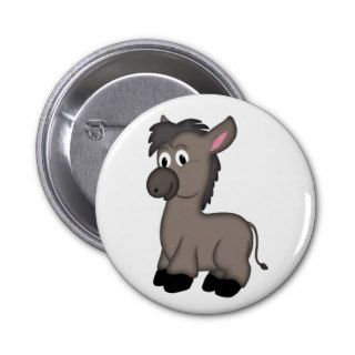 Dinky the Donkey Cute Cartoon Animal Pinback Button