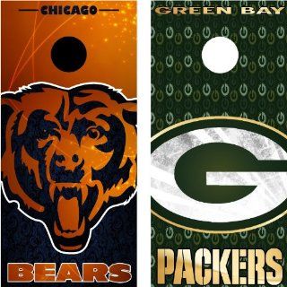 Bears vs Packers football rivalry Wrap set, 2 decals 24x48" graphics for cornhole baggo Bag Toss boards   Home And Garden Products