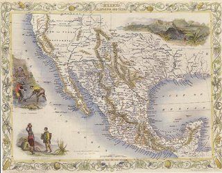 1800's MEXICO CALIFORNIA TEXAS MAP VINTAGE POSTER  Prints  