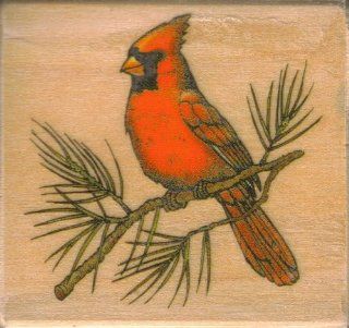 Cardinal Rubber Stamp on Wooden Block