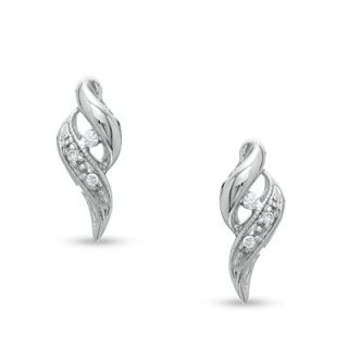 Diamond Accent Swirl Earrings in Sterling Silver   Zales