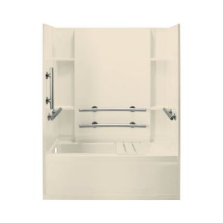 Sterling Accord 72 in H x 60 in W x 30 in L Almond Polystyrene Wall 4 Piece Alcove Shower Kit with Bathtub