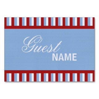 Christmas Stripes blue Dinner Place Card Business Card Template