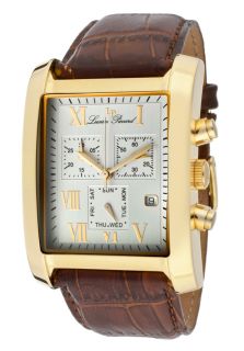 Lucien Piccard 98041 YG 02S  Watches,Classico Chrono Brown Genuine Leather Silver Tone Dial Gold Tone Case, Dress Lucien Piccard Quartz Watches