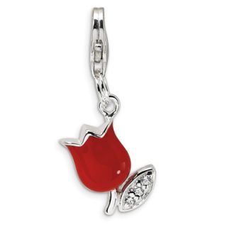Amore La Vita™ Red Tulip Charm with Cubic Zirconia in Sterling