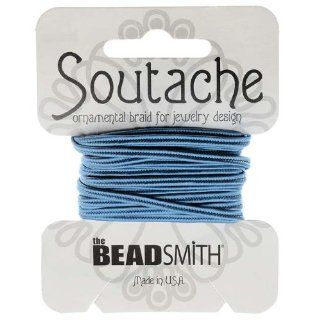 BeadSmith Soutache Braided Cord 3mm Wide   Blue (3 Yard Card)