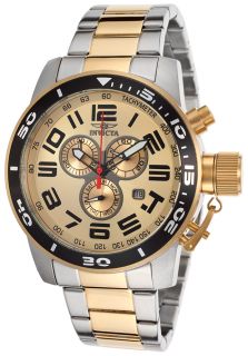 Invicta 17099  Watches,Mens Corduba Chronograph Two Tone Bracelet Gold Tone Dial, Luxury Invicta Quartz Watches