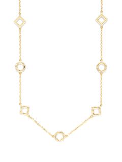 Bali Gold Open Circle & Tilted Square Necklace by Anna Beck Jewelry