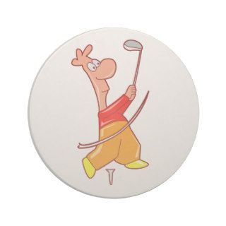 Funny Cartoon Golfer T shirts and Gifts Beverage Coasters