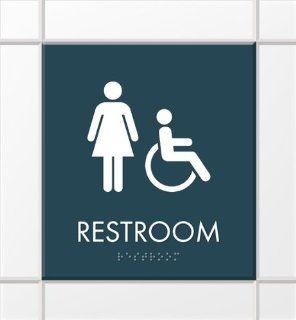 Restroom (with Female & Handicap Accessible Symbol), Nexus Door Signs, 10.75" x 11.625"  