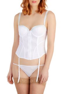 Everyday Romance Corset and Thong Set in White  Mod Retro Vintage Underwear