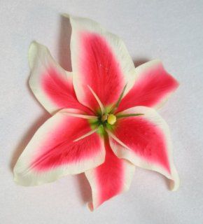 Large Pink and White Stargazer Lily Flower Hair Clip  Beauty