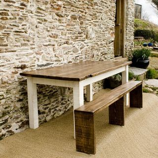 bantham reclaimed wood table and benches set by nkuku