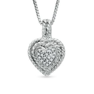 Diamond Accent Rope Heart Pendant in Sterling Silver   Zales